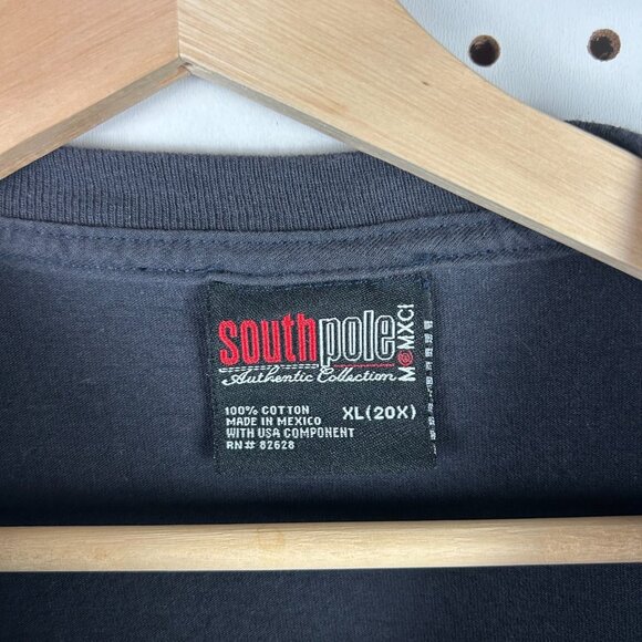 Southpole Y2K Gothic Black T Shirt Size Large Graphic Skater Punk Blue Logo 1991 - Picture 4 of 5